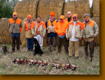 Hunting group with guide, Loris and his happy dog.